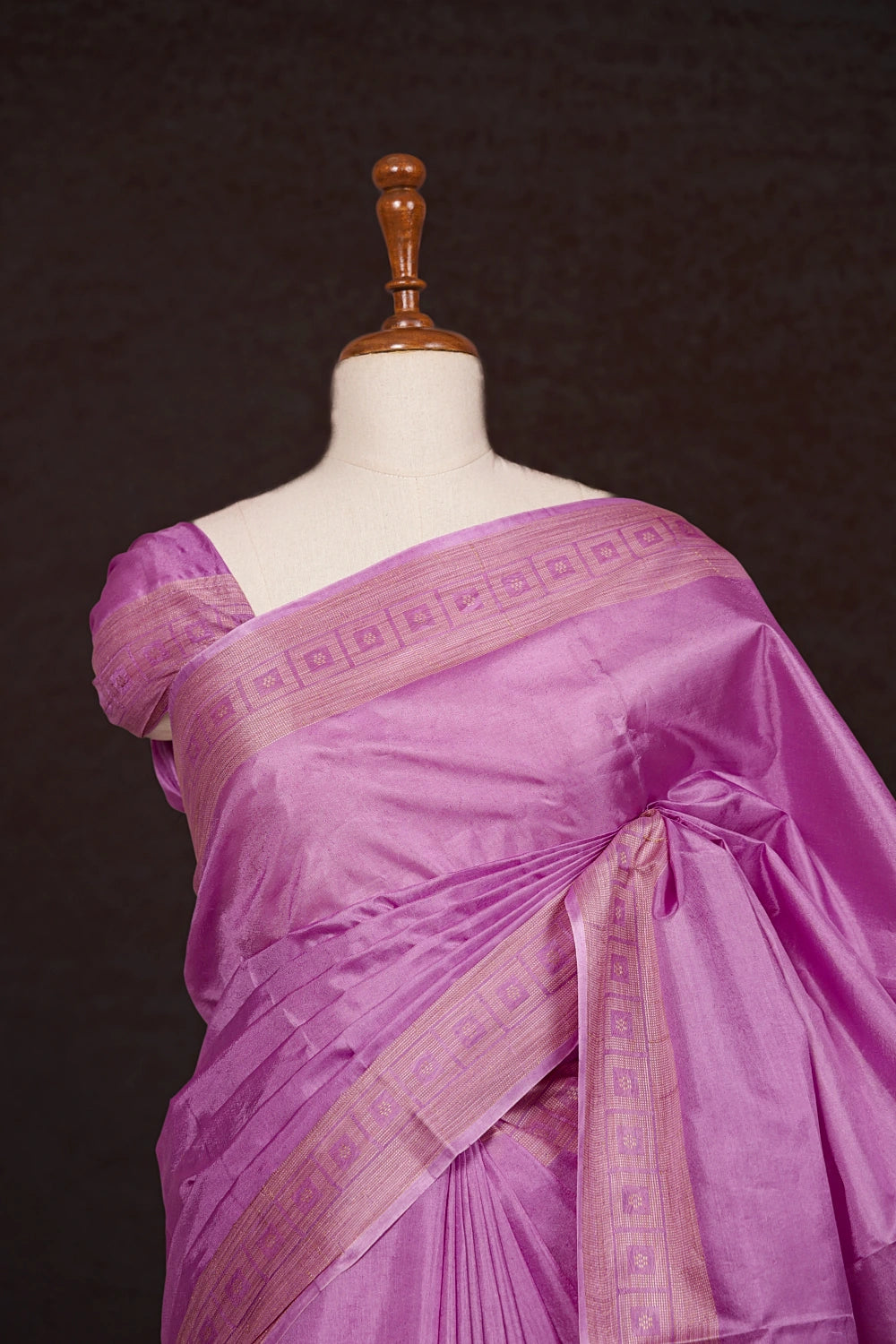 Lavender Pink Tussar Saree