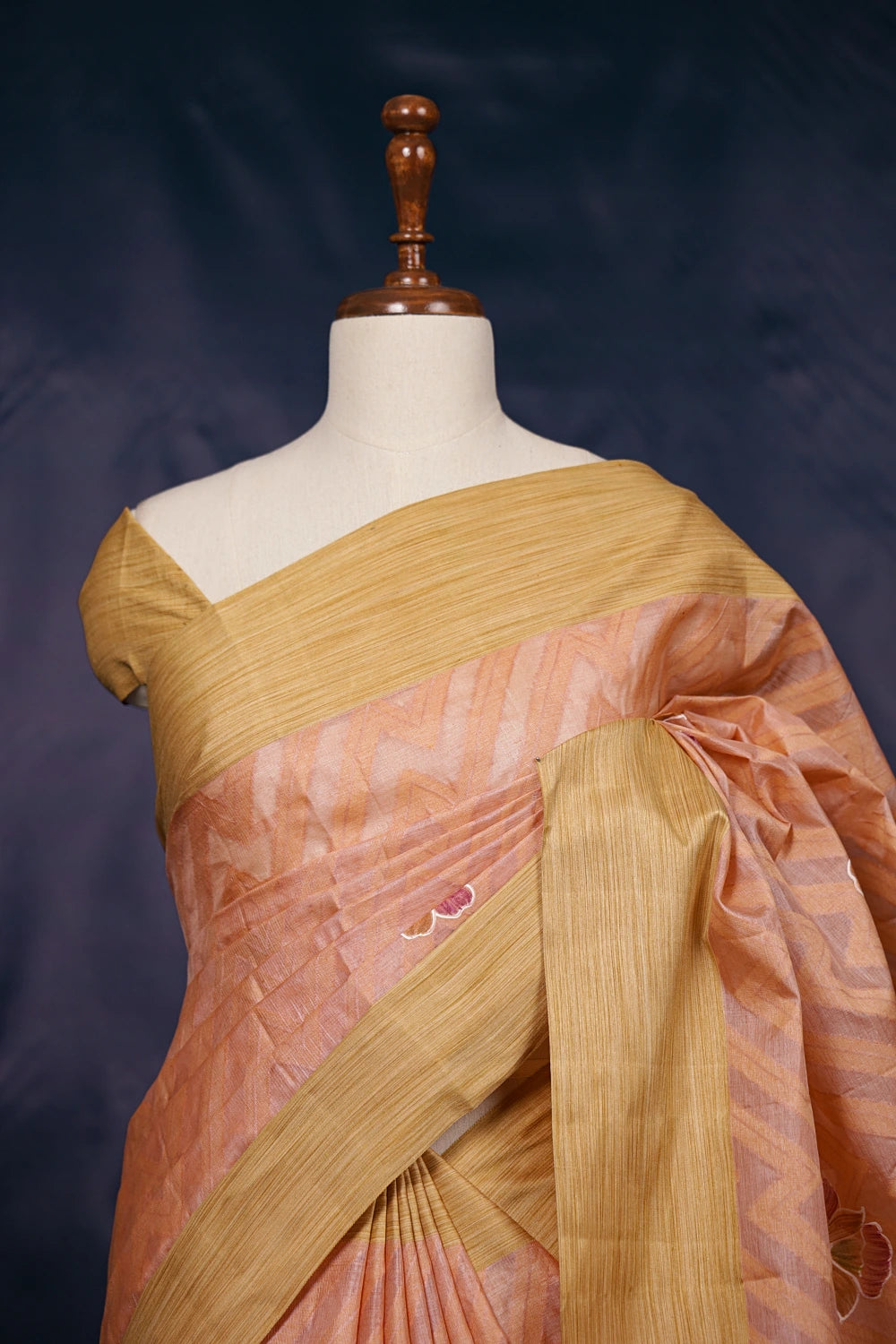 Peach Tussar Saree
