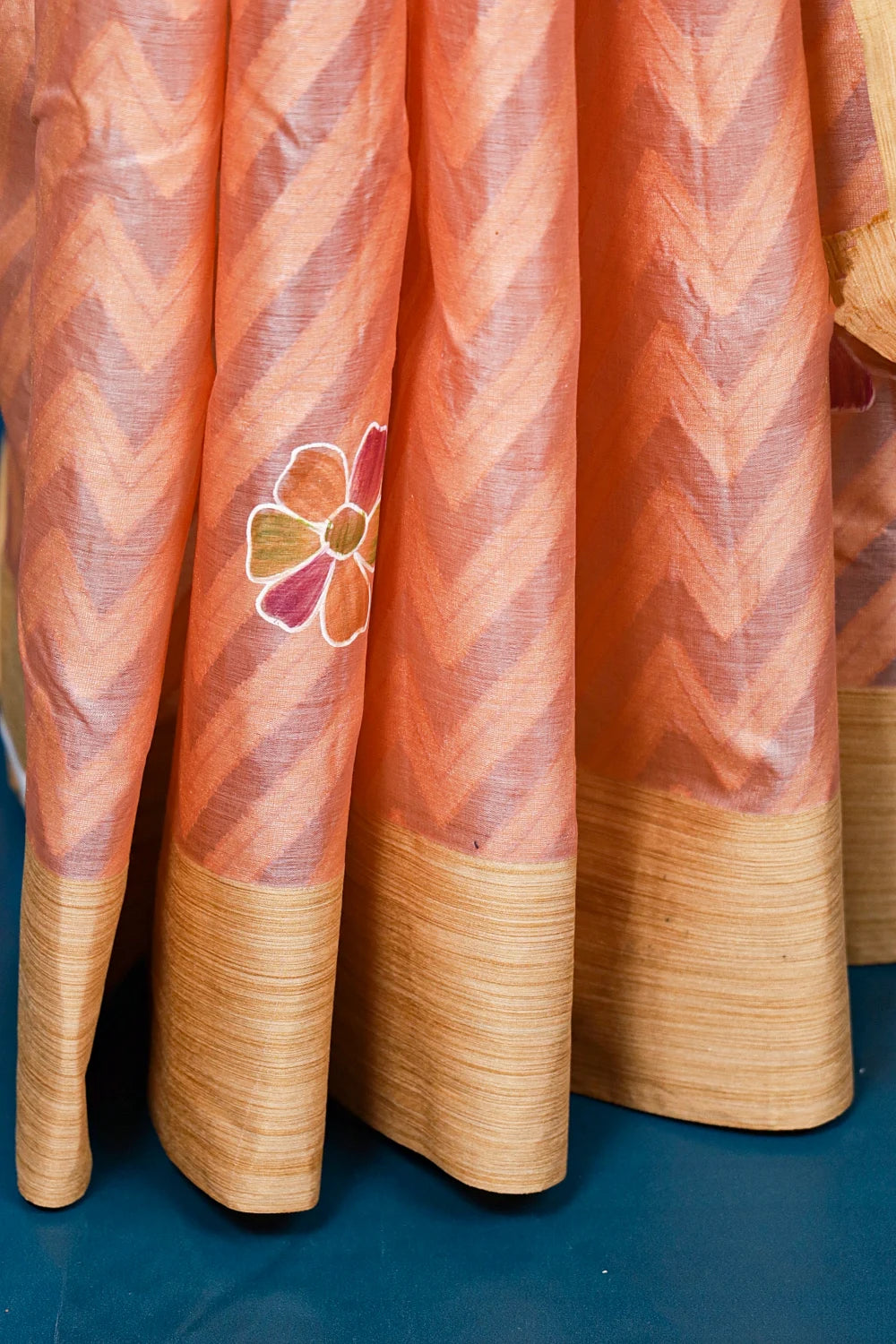 Peach Tussar Saree