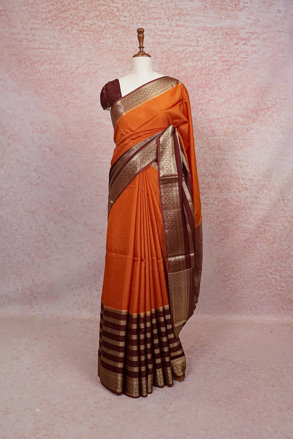 Orange Semi Silk Saree