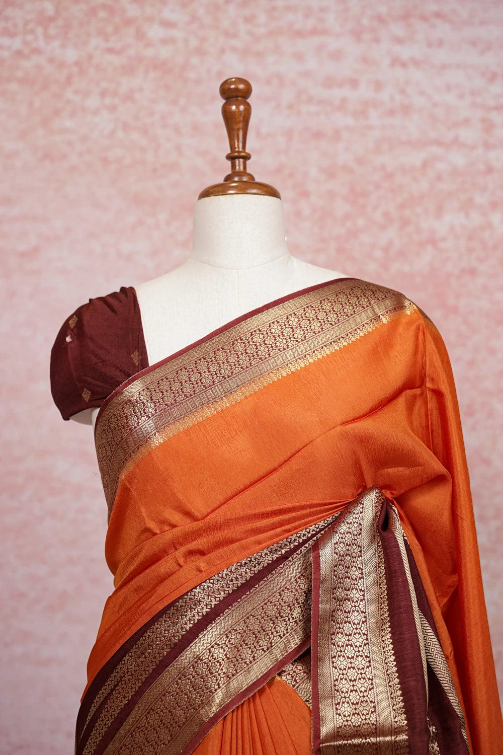 Orange Semi Silk Saree