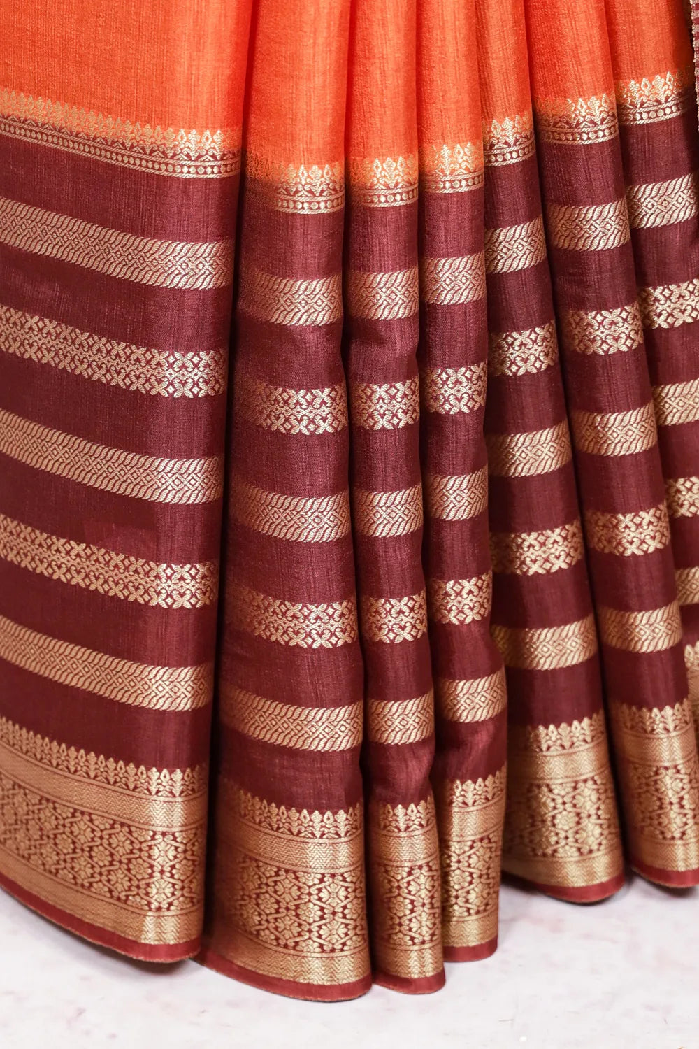 Orange Semi Silk Saree