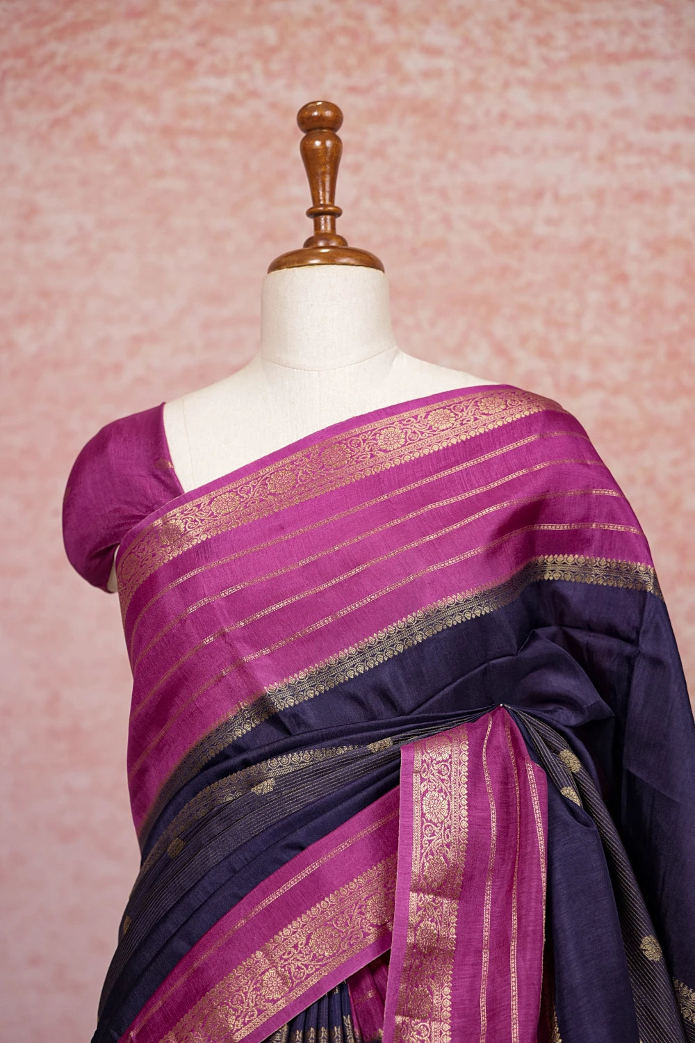 Navy Blue Semi Silk Saree