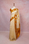 Cream Semi Banarasi Saree - Seematti