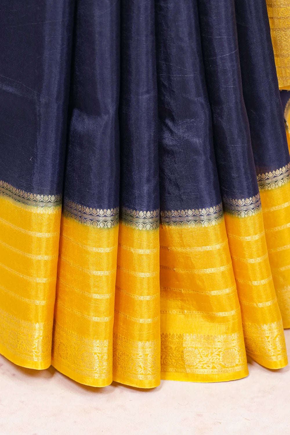 Navy Blue Semi Banarasi Saree