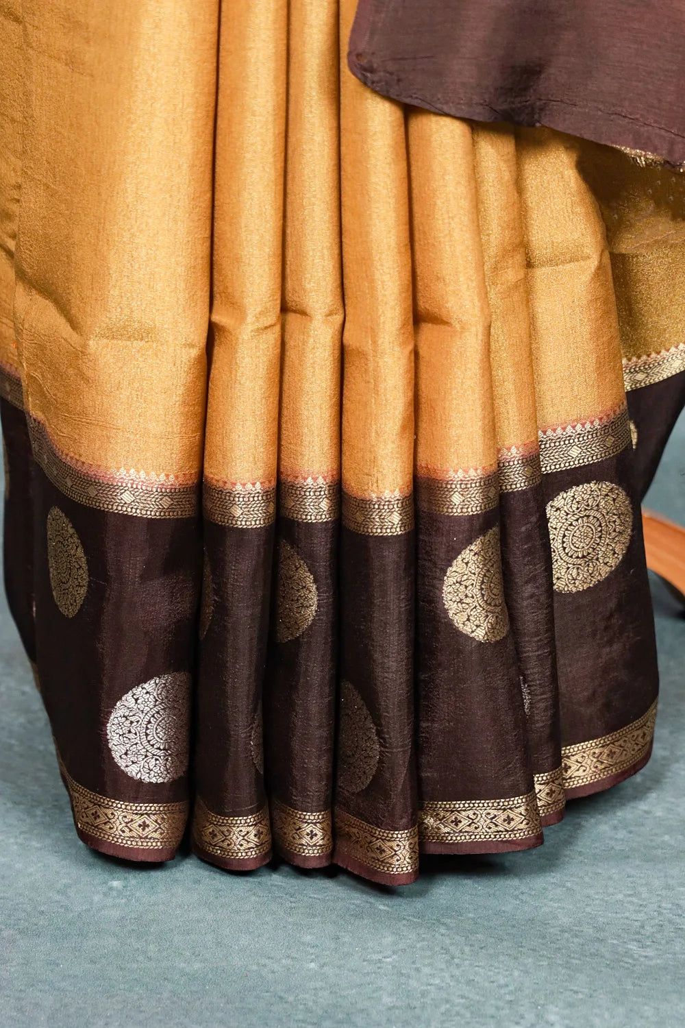Mustard Yellow Semi Banarasi Saree