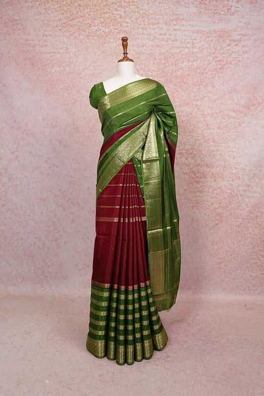 Maroon Semi Silk Saree - Seematti