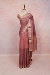 Light Onion Pink Semi Tissue Thread With Stone Work Saree With Zari Border - Seematti