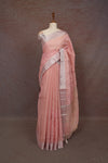 Pink Semi Tissue Thread Work Saree With Silver Border - Seematti