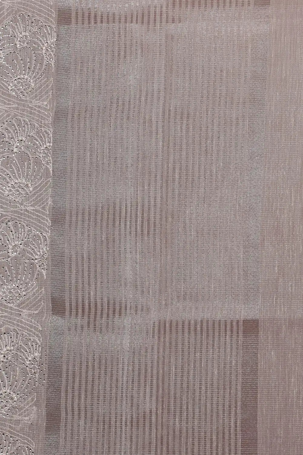 Semi tissue saree fabric texture, thread and stone work detail