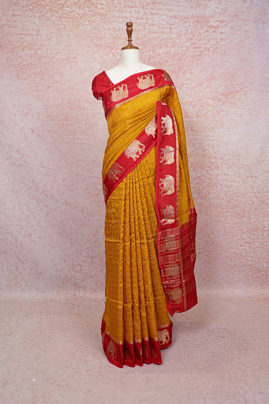 Mustard Yellow Banarasi Silk Saree