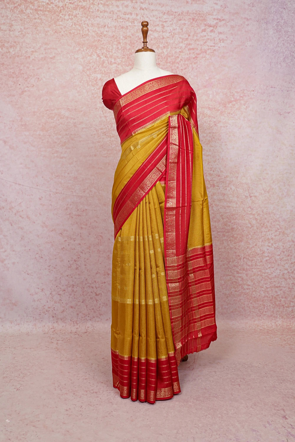 Mustard Yellow Banarasi Silk Saree