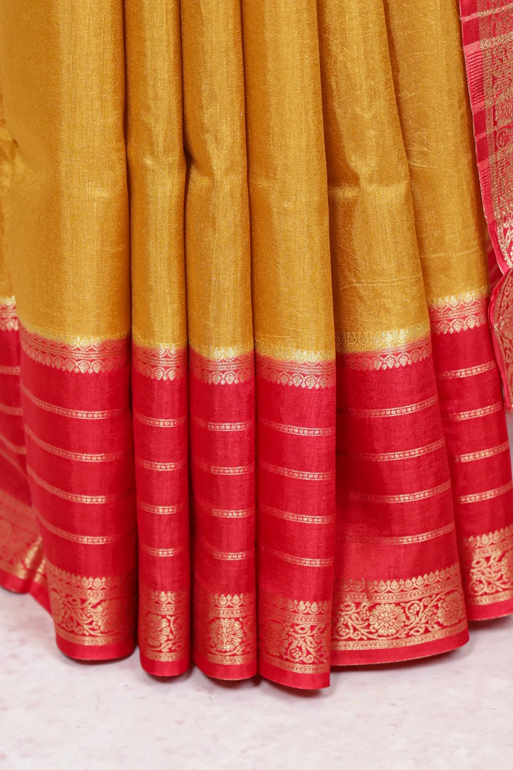 Mustard Yellow Banarasi Silk Saree