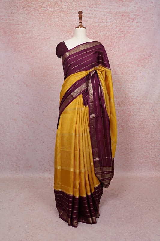 Yellow Banarasi Silk Saree