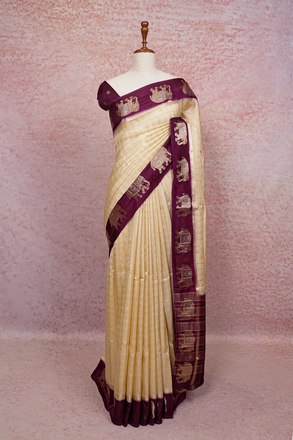 Cream Banarasi Saree