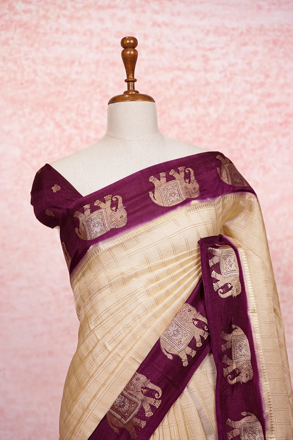 Cream Banarasi Saree