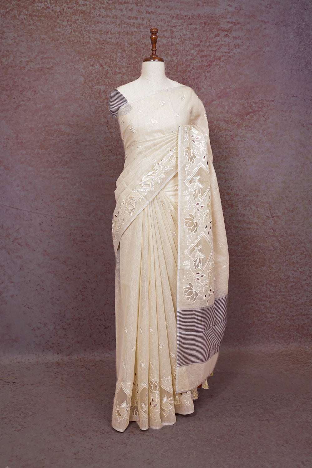 Cream Semi Tissue Saree