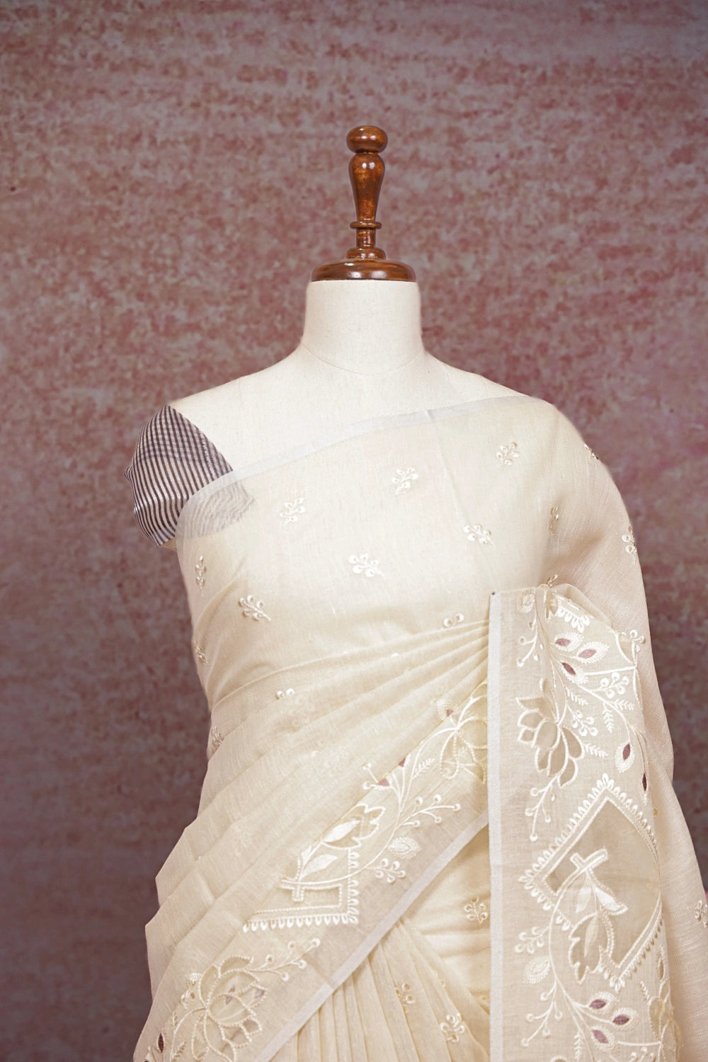 Cream Semi Tissue Saree