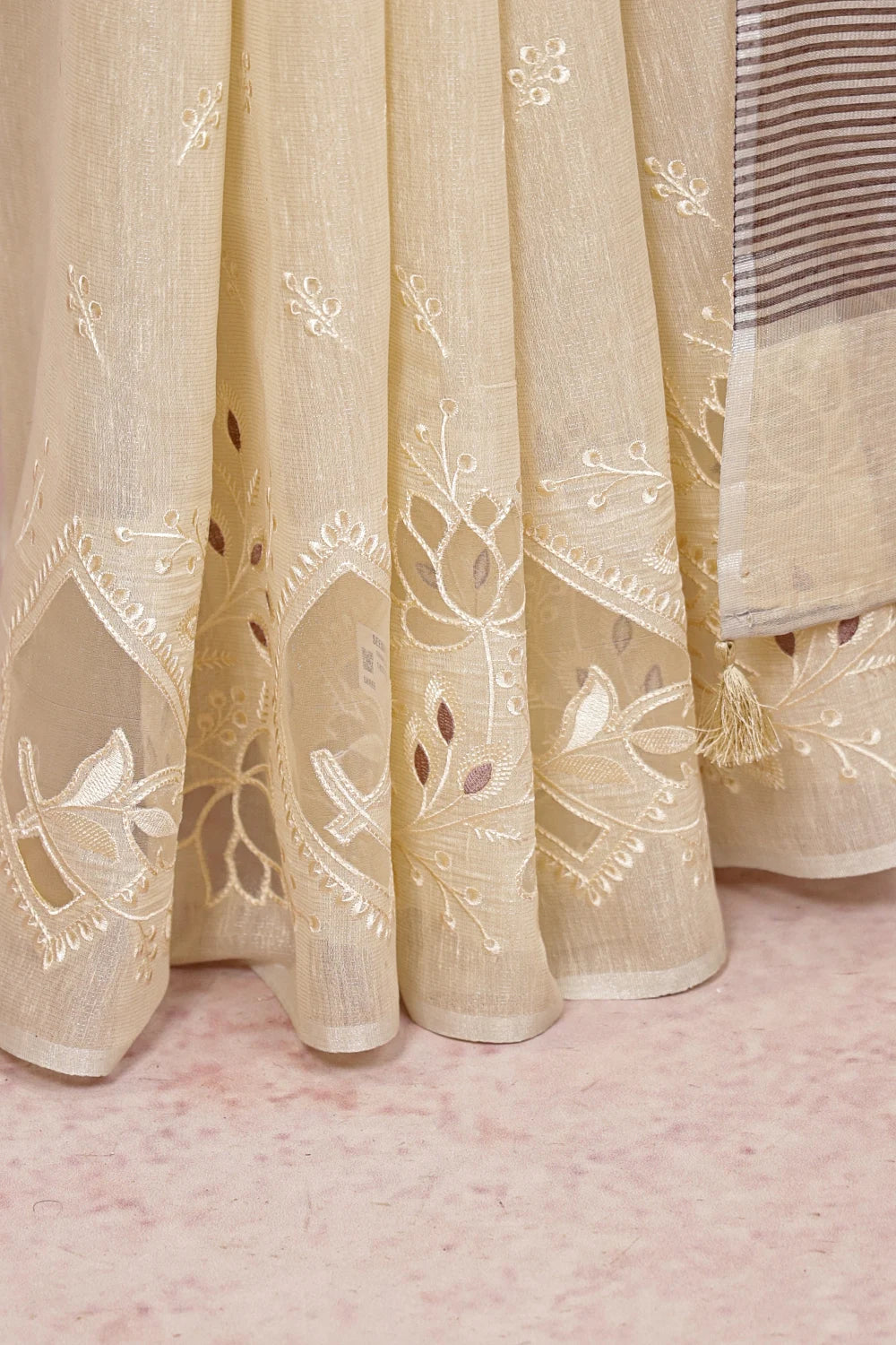 Cream Semi Tissue Saree