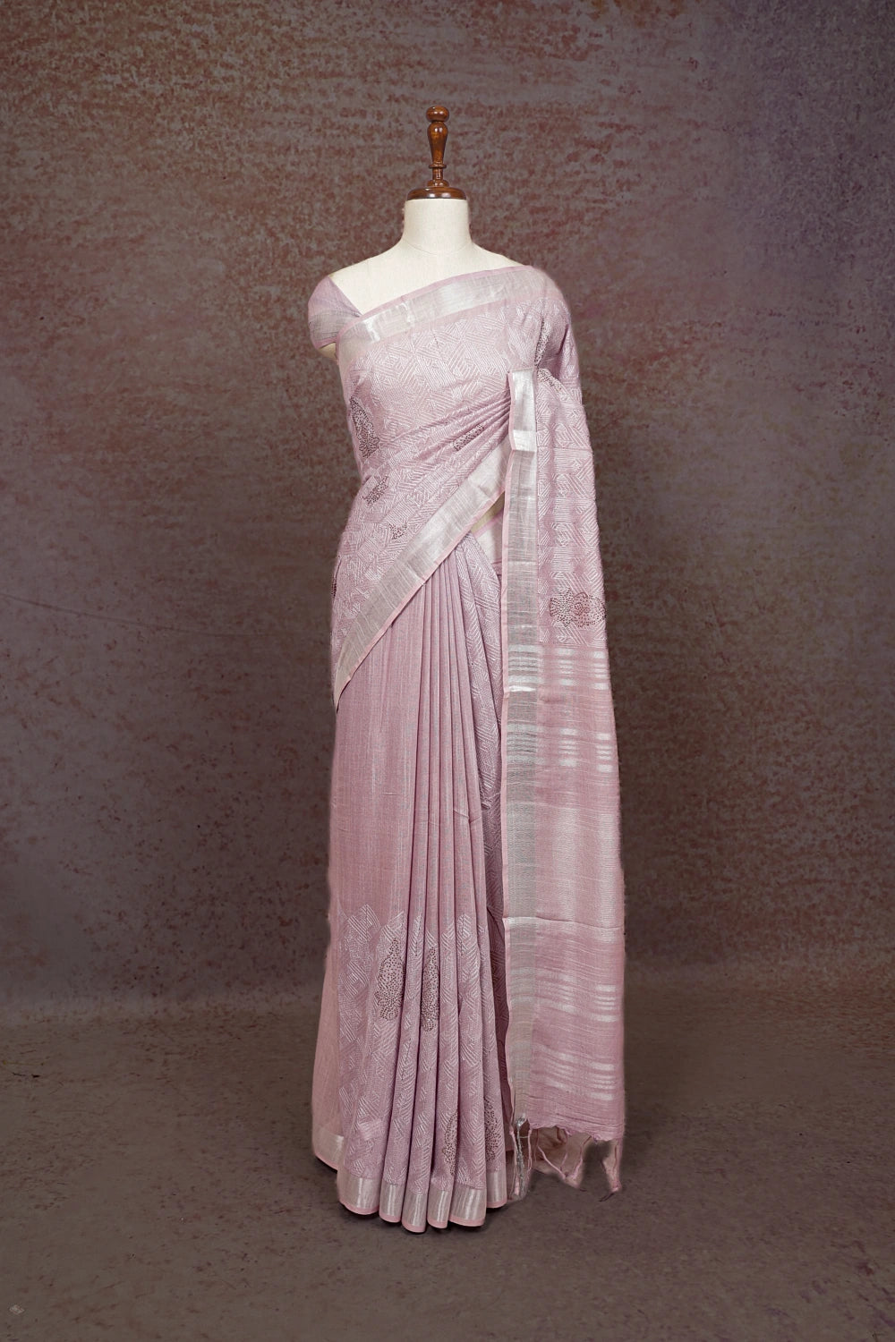 Pastel Lavender Semi Linen Saree