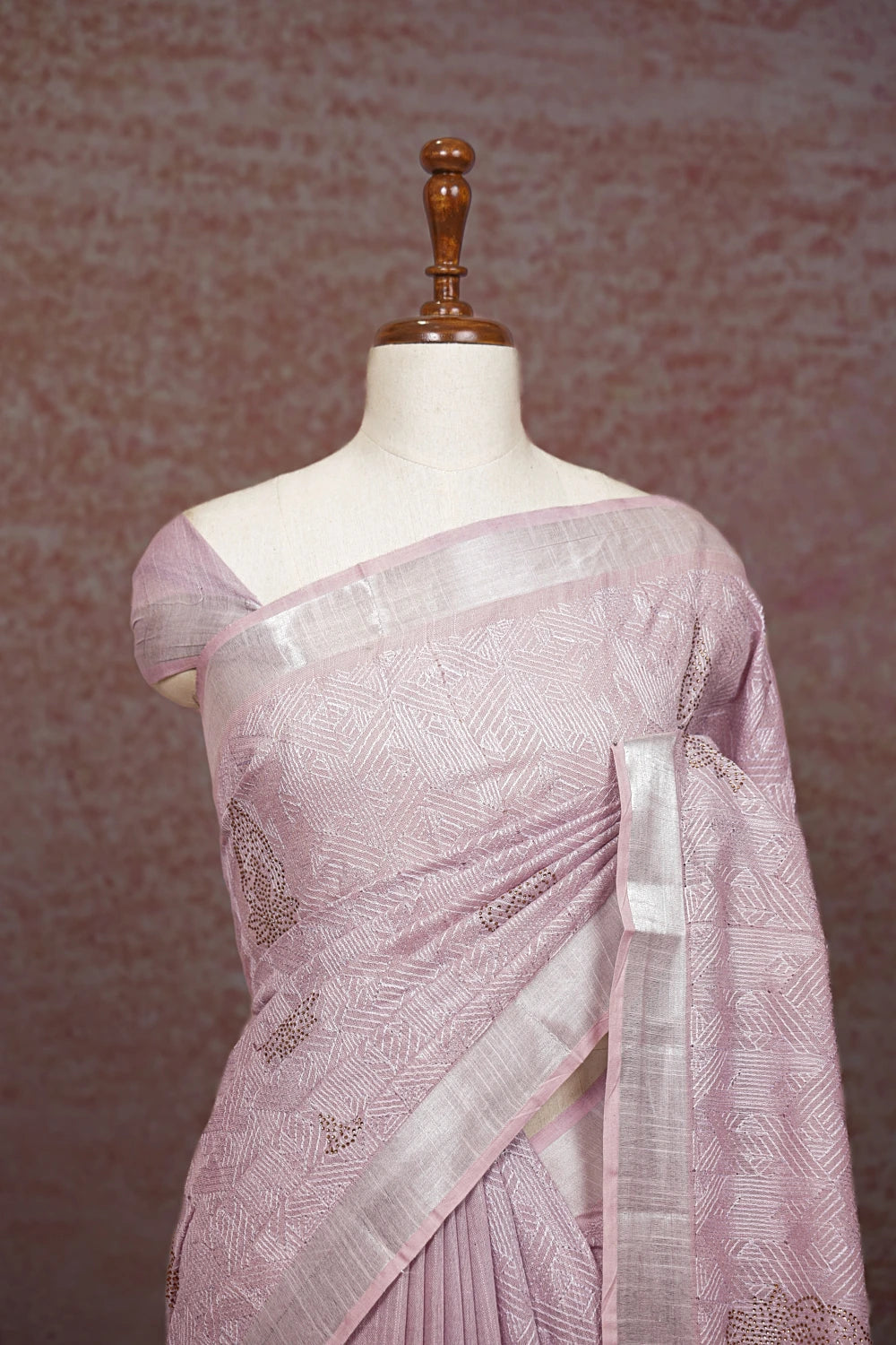 Pastel Lavender Semi Linen Saree