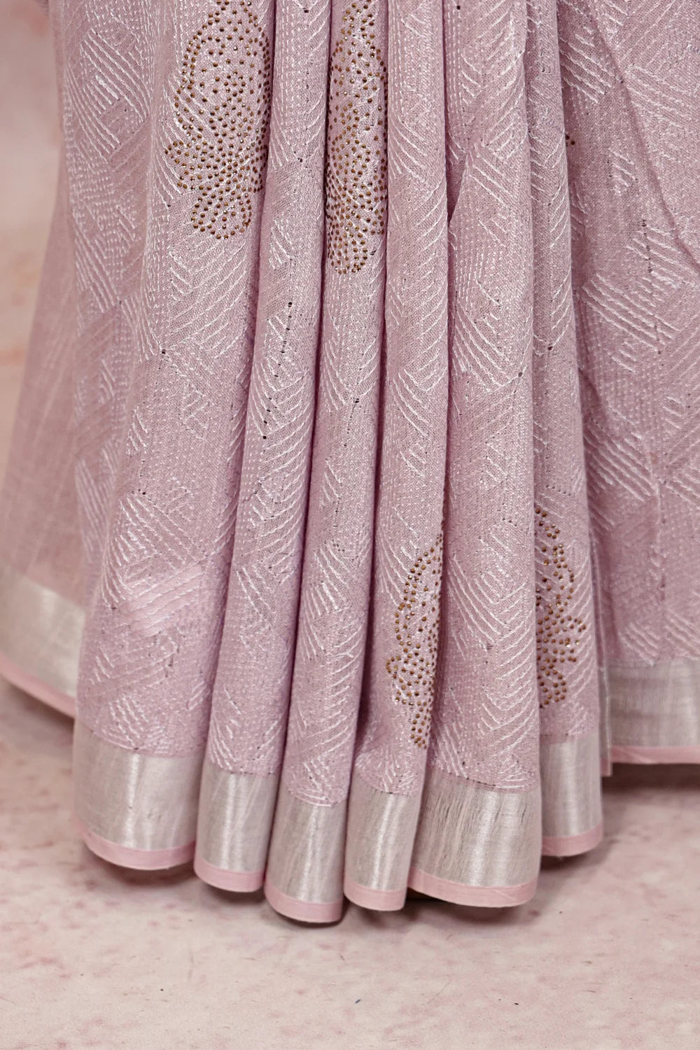 Pastel Lavender Semi Linen Saree