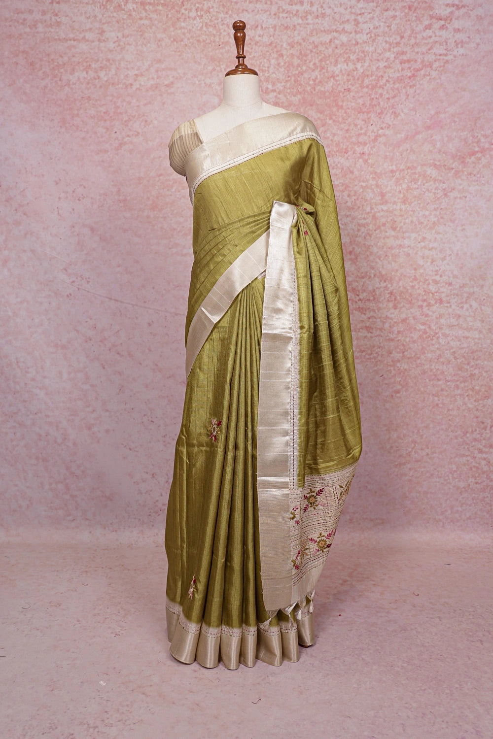 Pista Green Semi Jute Saree