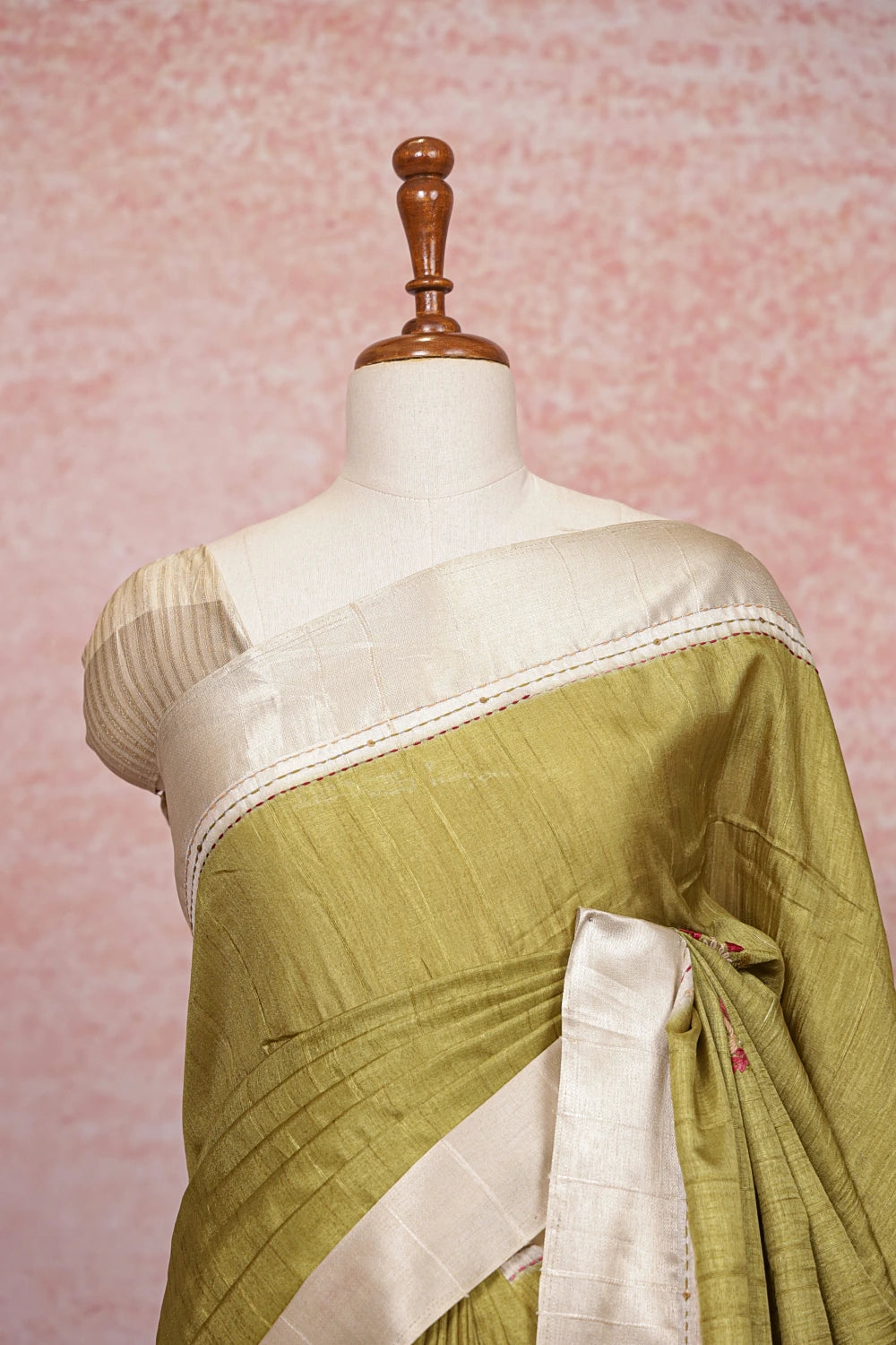 Pista Green Semi Jute Saree