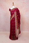 Wine Red Semi Banarasi Saree