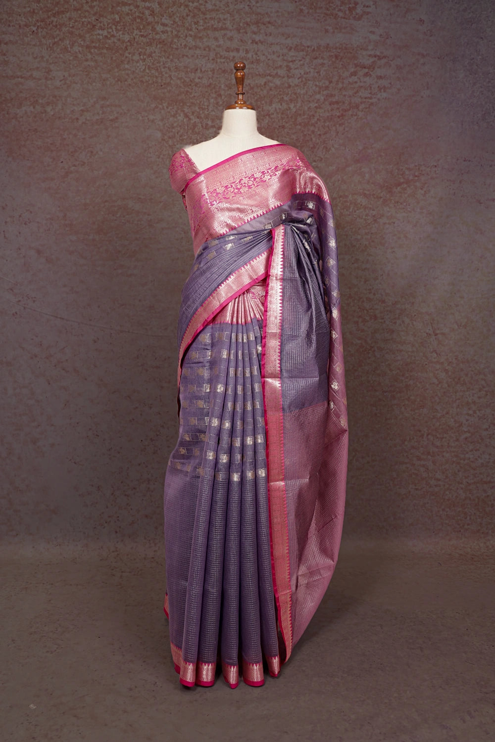 Lavender Semi Silk Saree