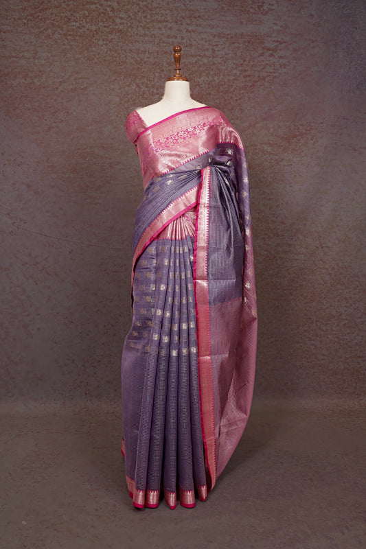 Lavender Semi Silk Saree