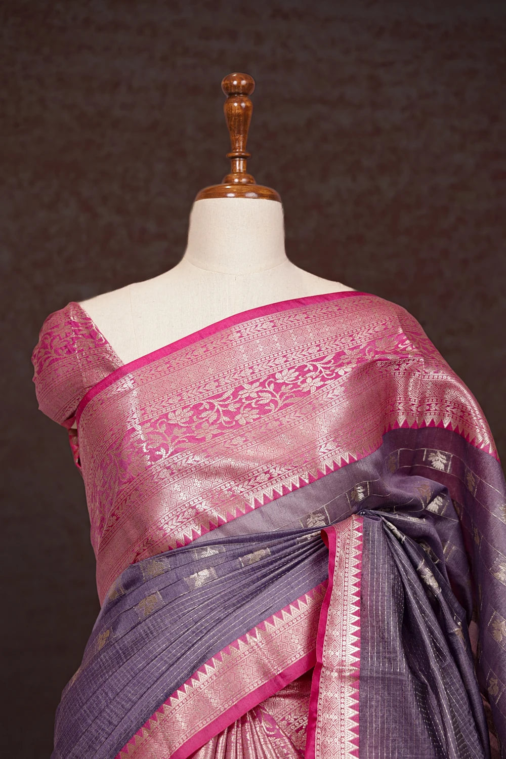 Lavender Semi Silk Saree