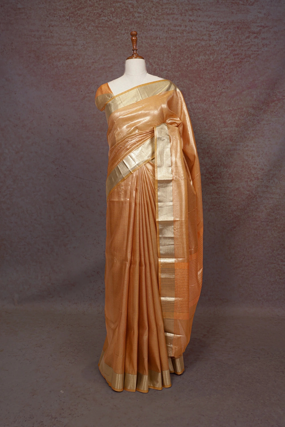 Orange Cotton Silk Saree