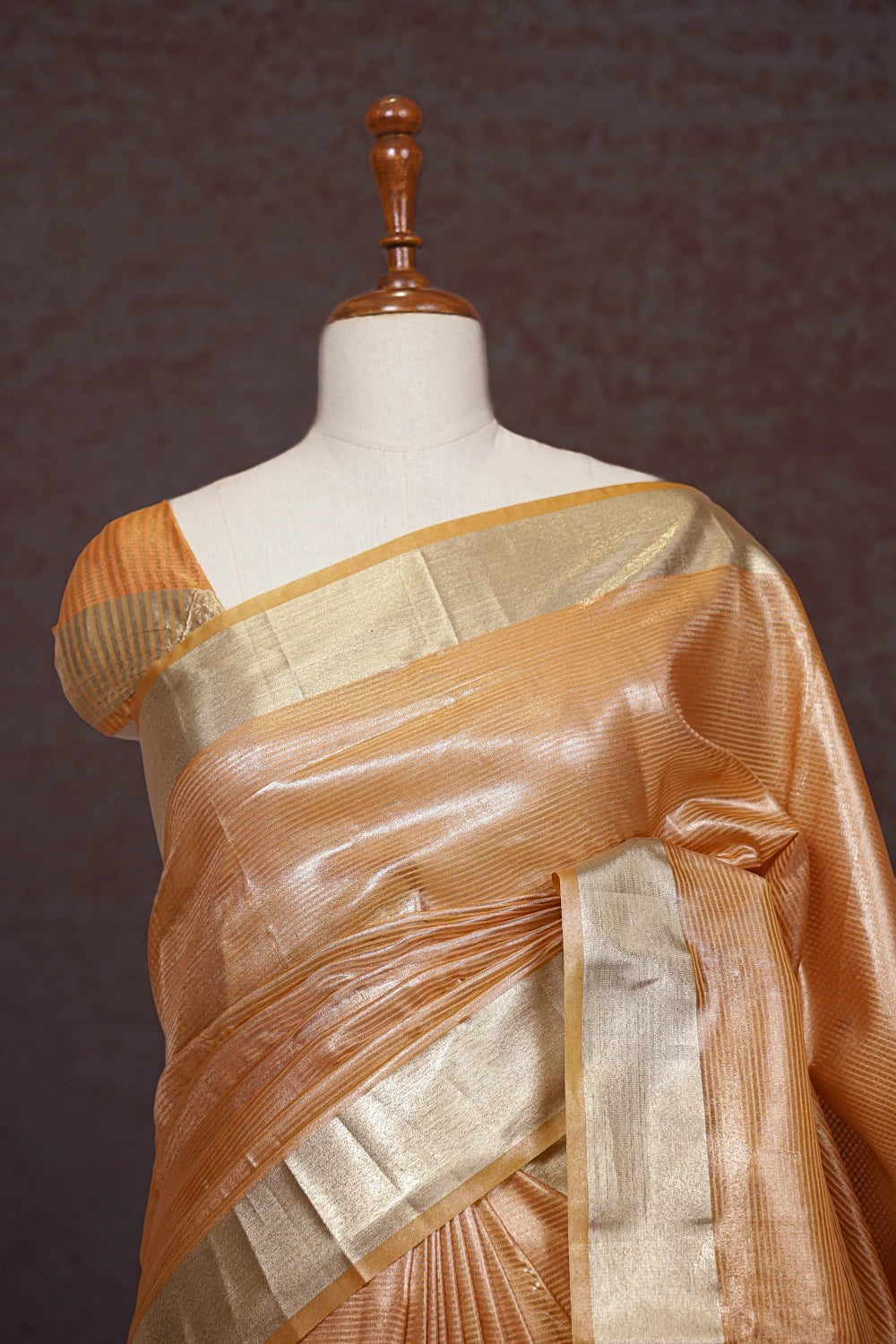 Orange Cotton Silk Saree