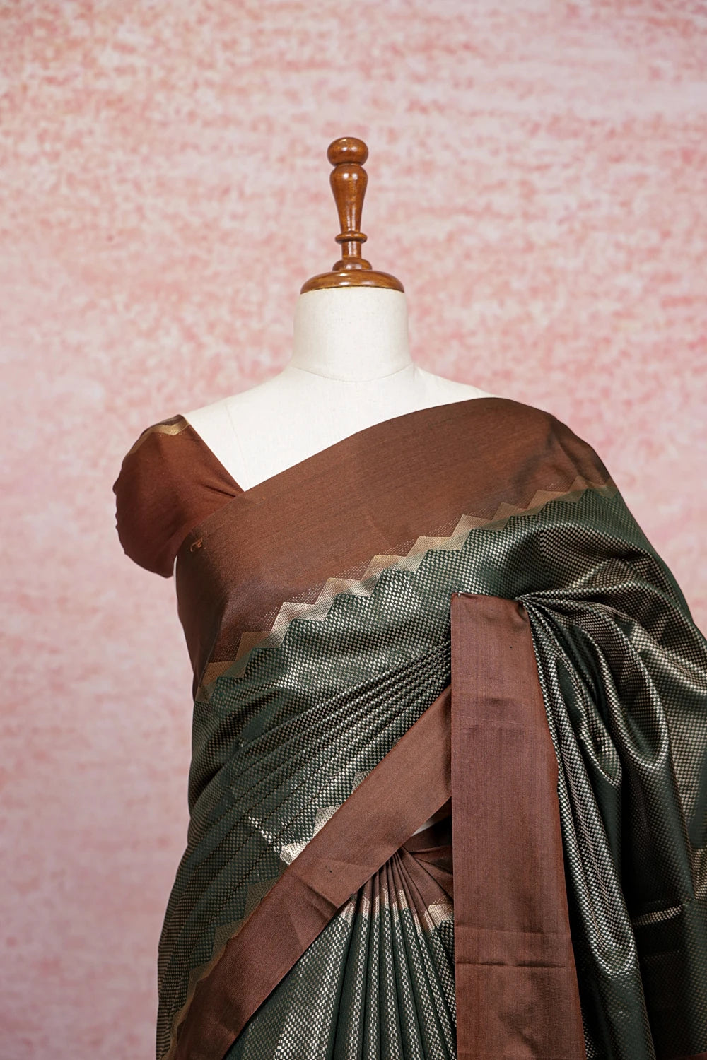 Dark Green Semi Silk Saree
