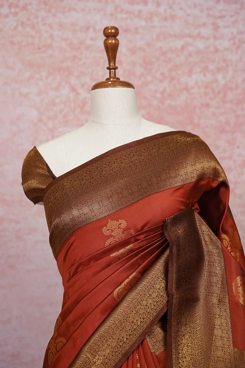 Rust Orange Semi Silk Saree