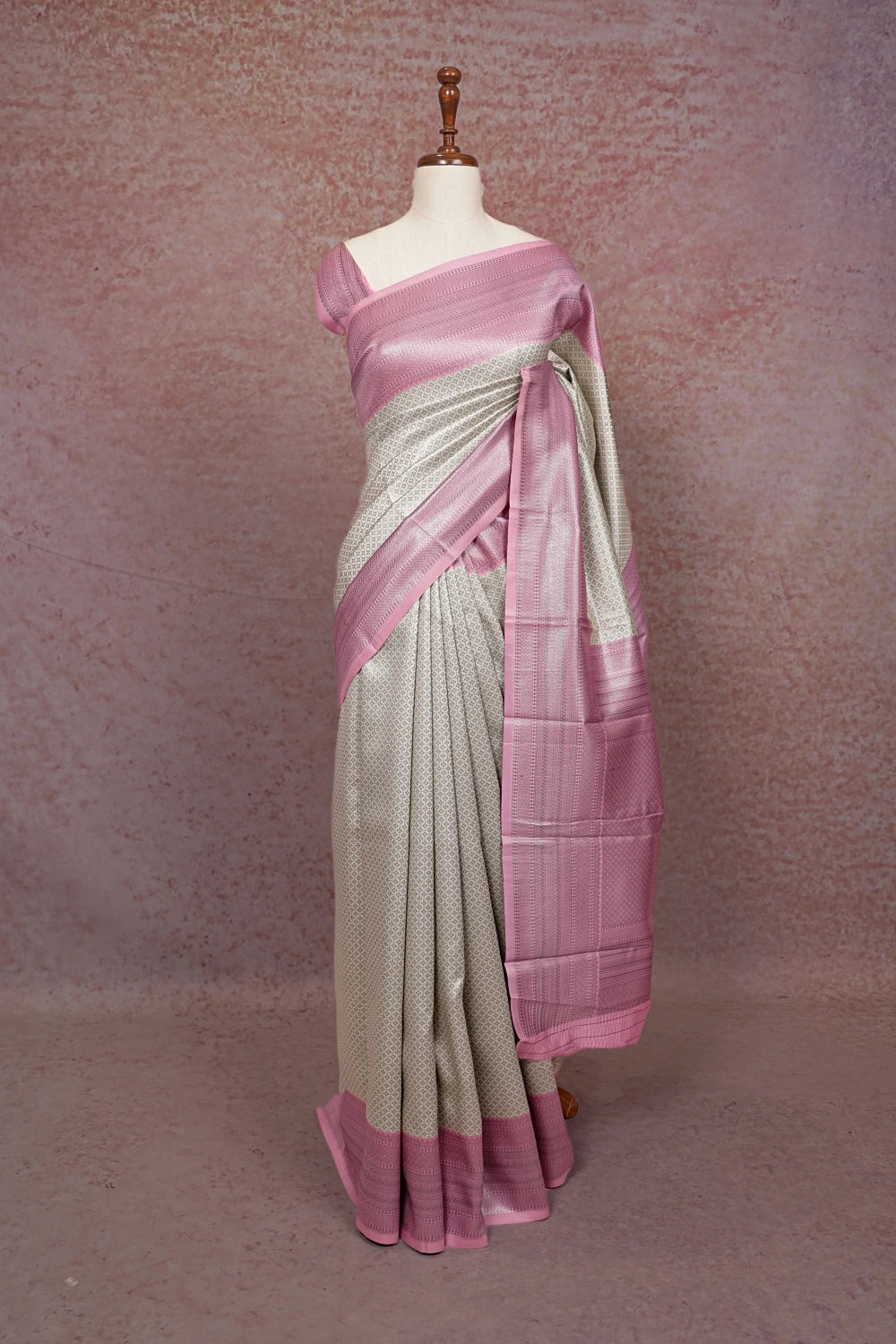 Cream Semi Silk Saree