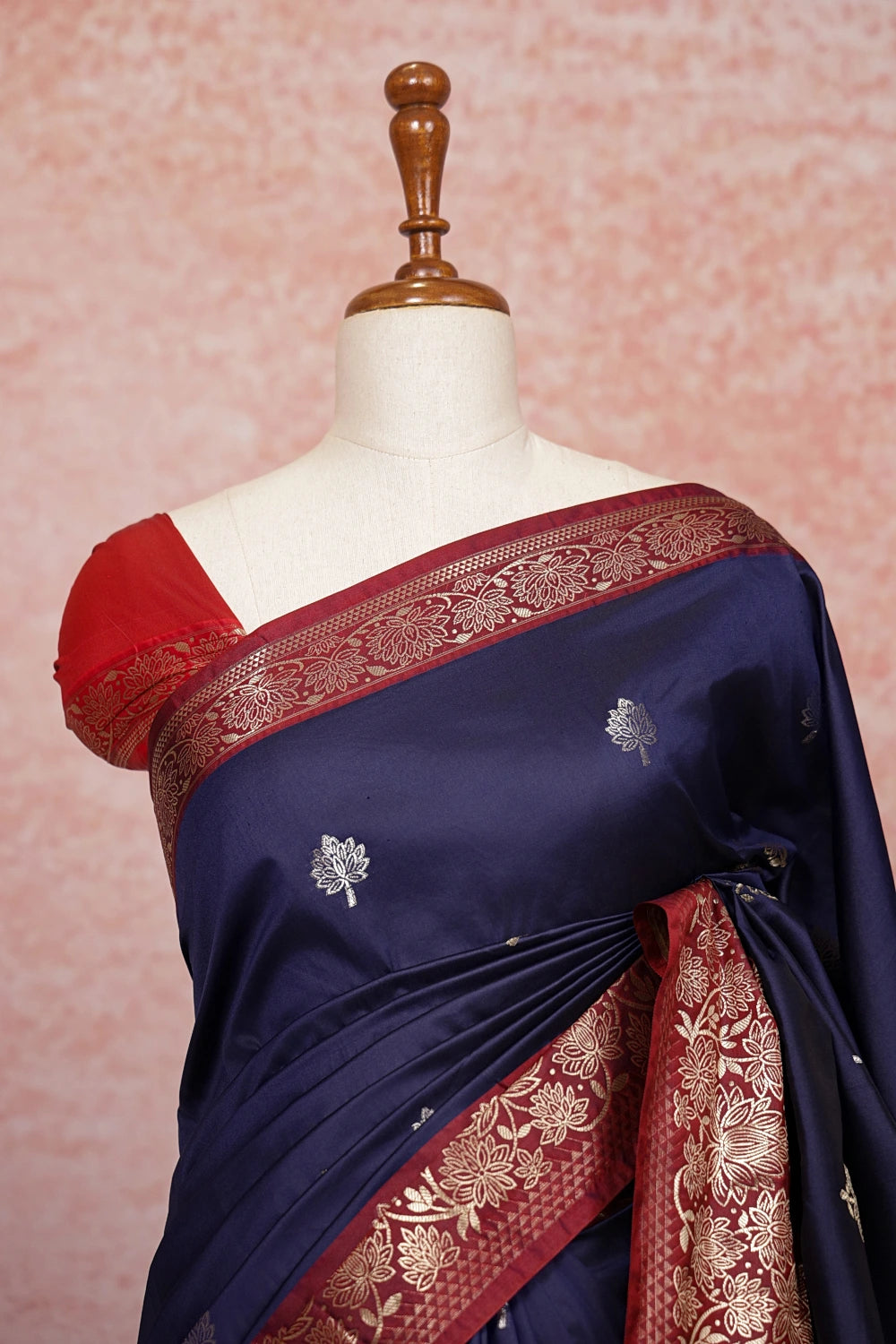 Navy Blue Semi Silk Saree