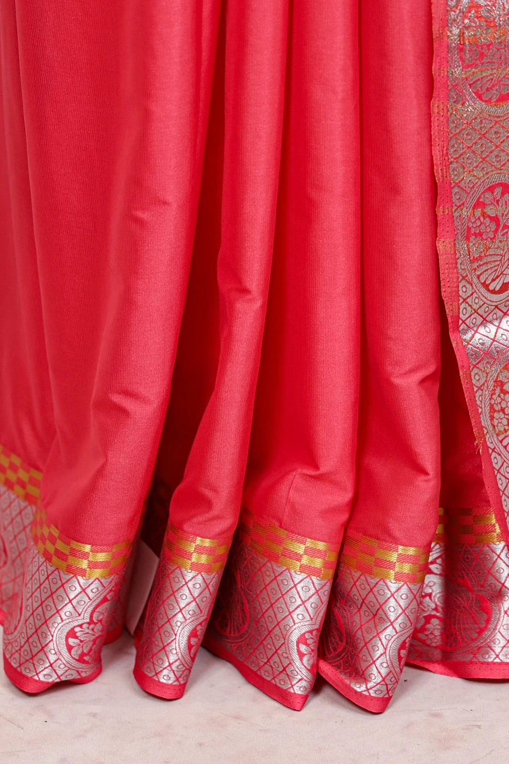 Red Rose Semi Banarasi Saree