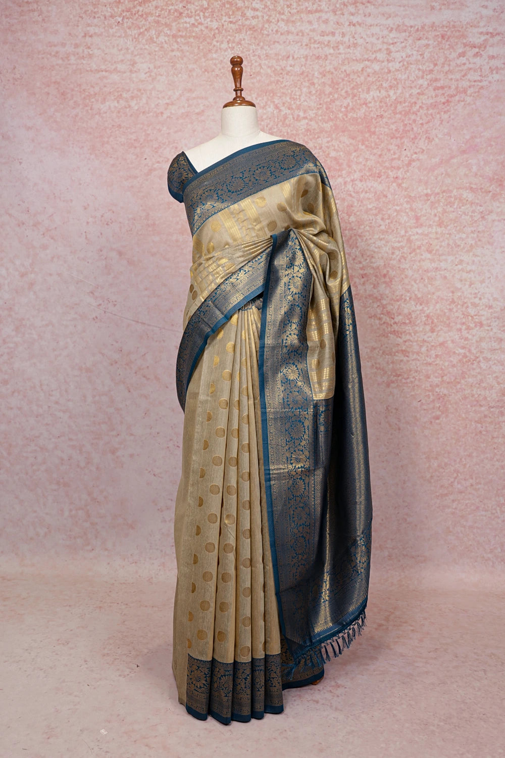 Chikku color semi silk saree with designer border - Seematti