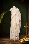 Off White Cotton Kerala Saree - Seematti