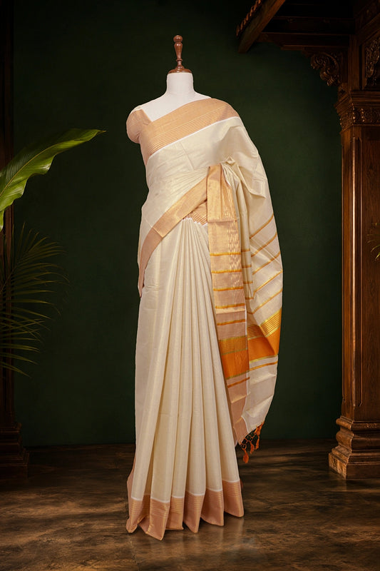 Golden Tissue Kerala Saree - Seematti