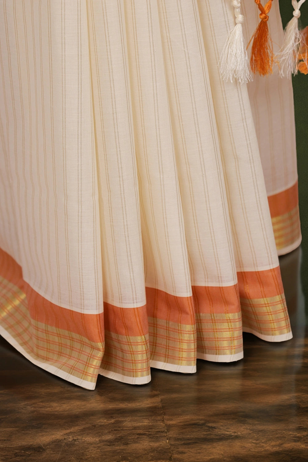 Off White Cotton Kerala Saree