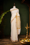 Off white Cotton Kerala Saree - Seematti