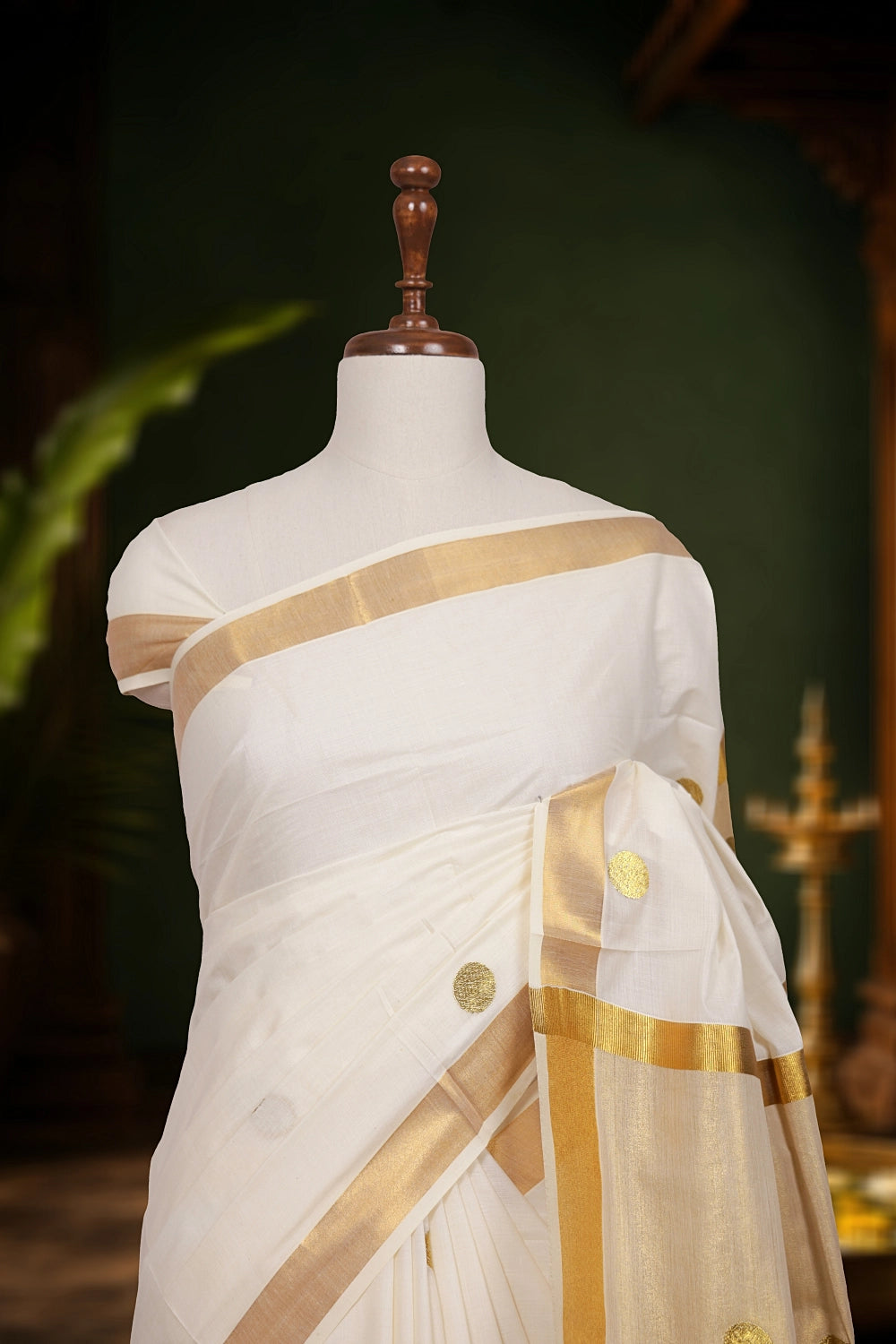 Off white Cotton Kerala Saree