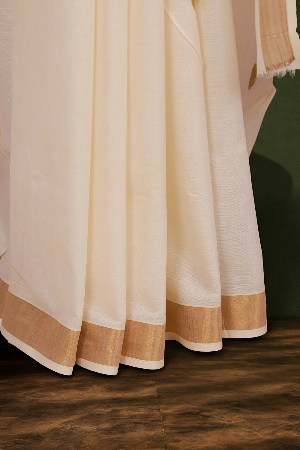 Off white Cotton Kerala Saree