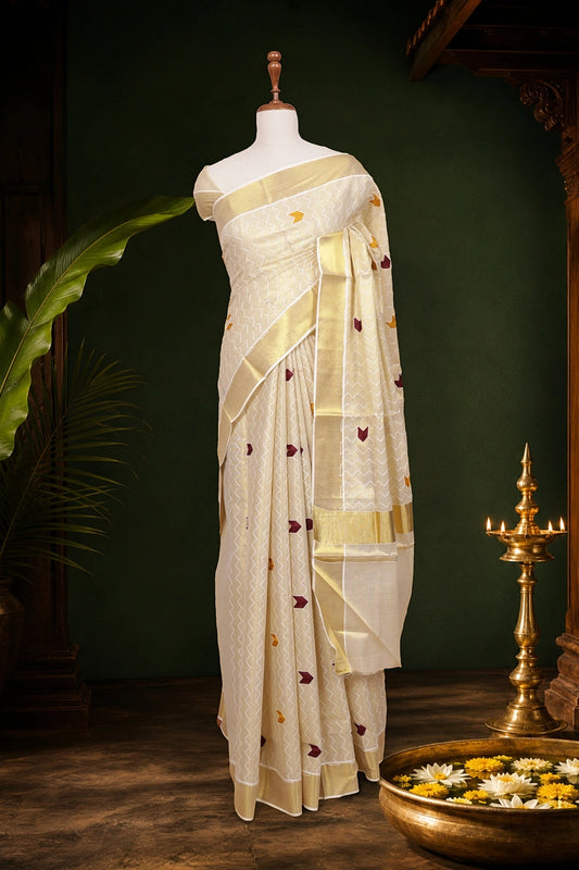 Golden Tissue Kerala Saree - Seematti