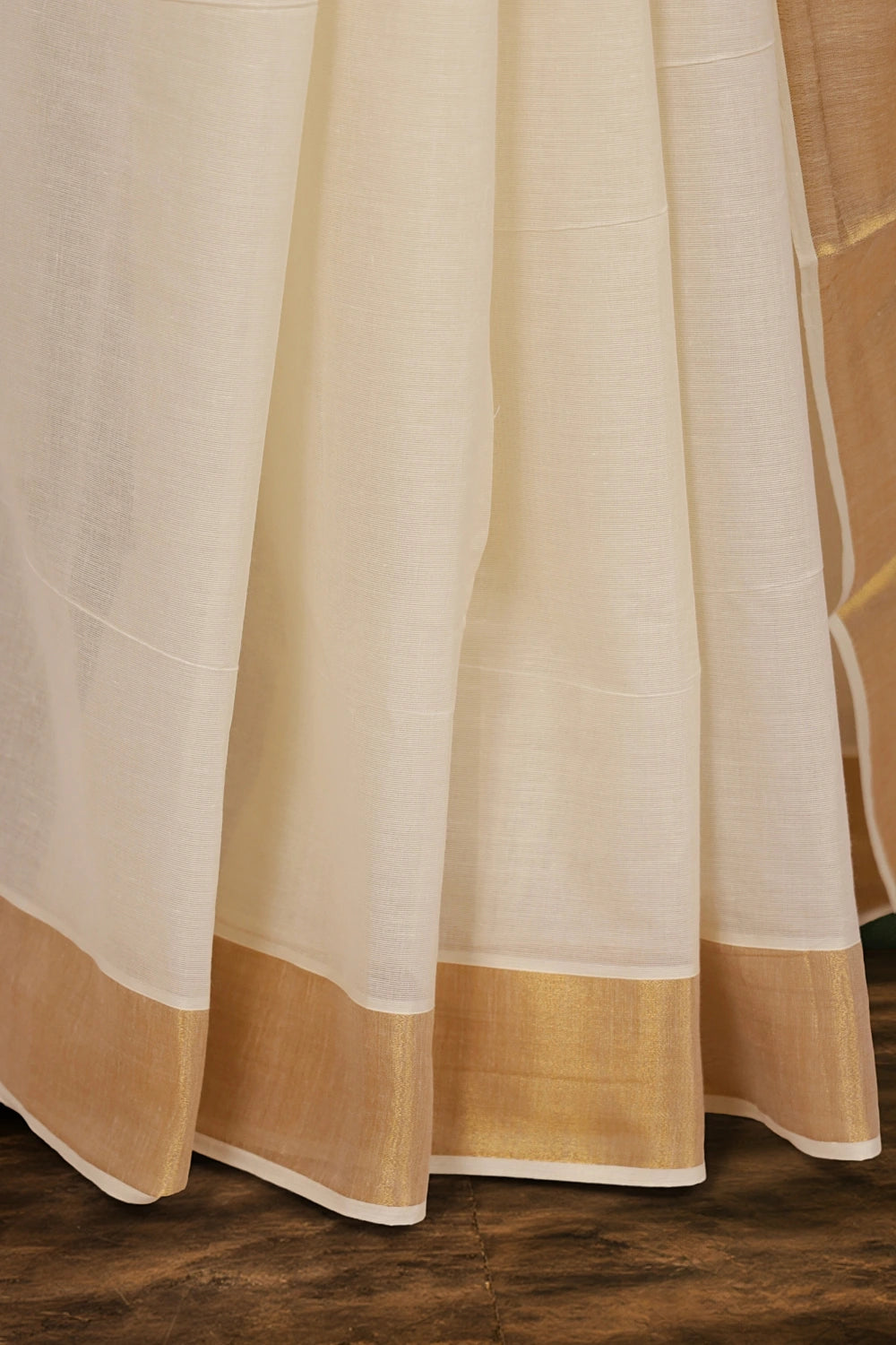 Off White Cotton Kerala Saree
