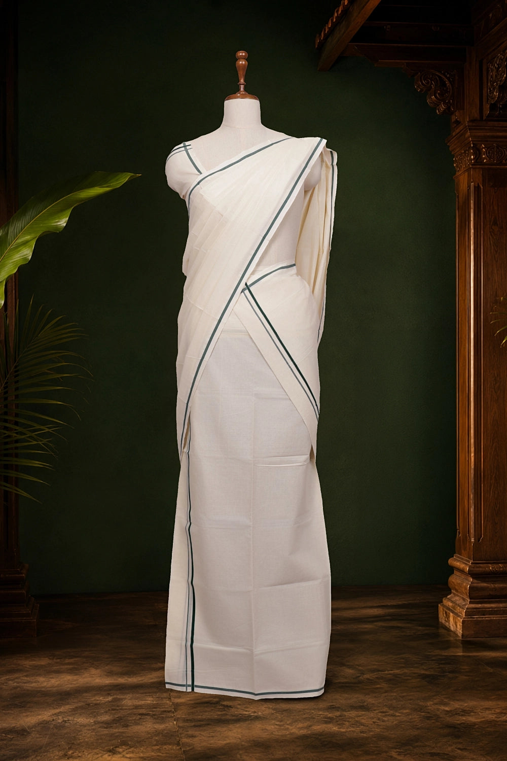 Off White Cotton Set Mundu