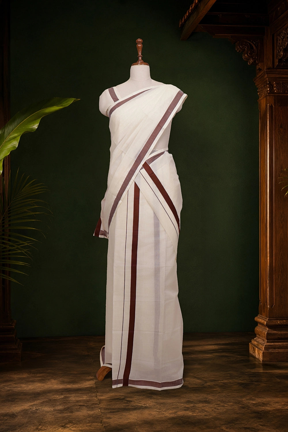 Off White Cotton Set Mundu